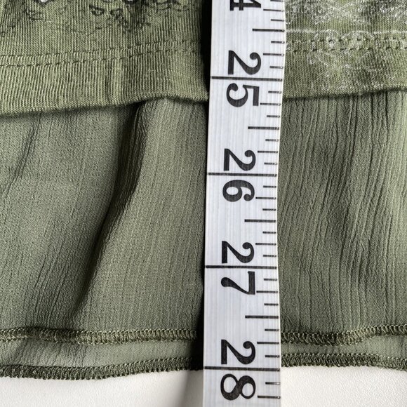 Vtg Y2k Faded Glory Sequin Top Women's XL Green Sheer Sharkbite Hem Fairy Grunge - Picture 9 of 10